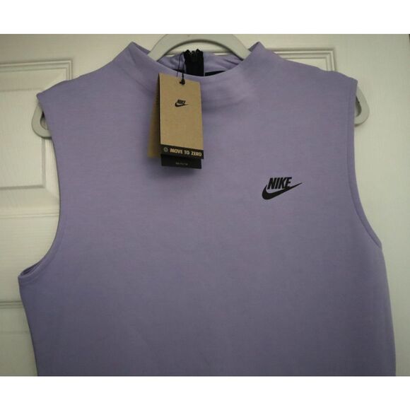 Nike HJ1385-533 Women Sz L-Tall Lilac Ice/Black Tech Fleece Tank Maxi Dress - Picture 3 of 16